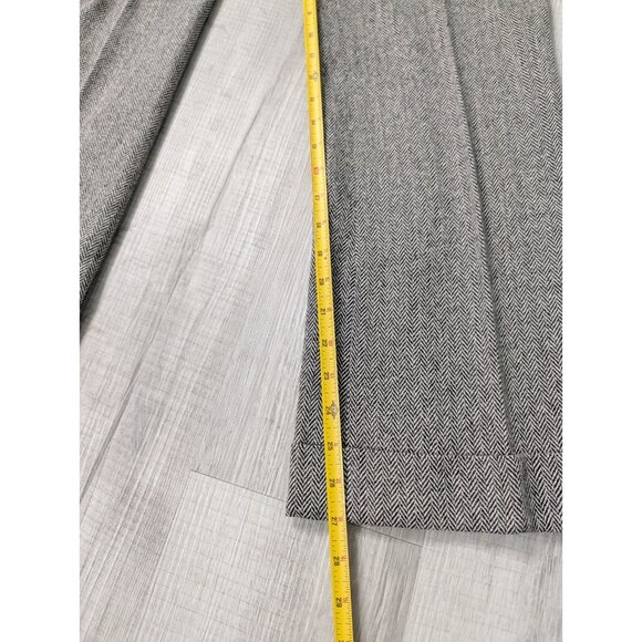 Ann Taylor Loft Women Wool Wide Leg Cuffed Pants Herringbone 27x27 True sz 6 - Picture 7 of 9